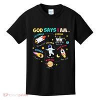 God Says I Am Outer Space Themed Bible Christian Kids T-Shirt thumb 0