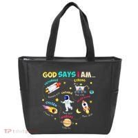 God Says I Am Outer Space Themed Bible Christian Tote Bag thumb 0
