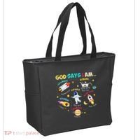 God Says I Am Outer Space Themed Bible Christian Tote Bag thumb 2
