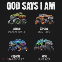 God Says I Am Christian Monster Truck Women's Hoodie thumb 2