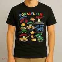 God Says I Am Bible Verse Farm Tractor Farmer Tractors T-Shirt thumb 3