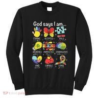 God Says I Am Autism Awareness Be Kind Christian Jesus Sweatshirt thumb 0