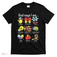 God Says I Am Autism Awareness Be Kind Christian Jesus T-Shirt thumb 0