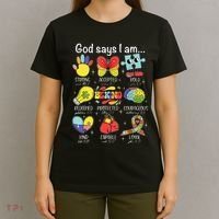 God Says I Am Autism Awareness Be Kind Christian Jesus T-Shirt thumb 4