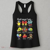 God Says I Am Autism Awareness Be Kind Christian Jesus Women's Tank Top thumb 3