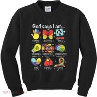 God Says I Am Autism Awareness Be Kind Christian Jesus Kids Sweatshirt thumb 0