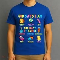God Says I Am 100 Days Of School Christ Bible Saying Graphic T-Shirt thumb 3