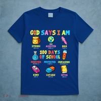 God Says I Am 100 Days Of School Christ Bible Saying Graphic T-Shirt thumb 5