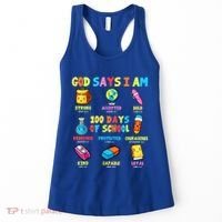 God Says I Am 100 Days Of School Christ Bible Saying Graphic Women's Tank Top thumb 0