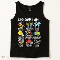 God Says I Am Be Kind Autism Awareness SPED  Tank Top thumb 2