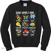 God Says I Am Be Kind Autism Awareness SPED  Kids Sweatshirt thumb 0