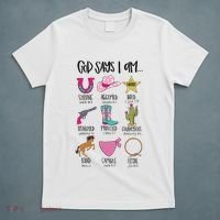 God Says I Am Cowgirl Christian Western Country Bible Verse T-Shirt thumb 5