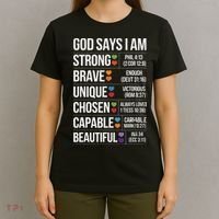 God Says I Am Autism Awareness Christian Bible Verse T-Shirt thumb 4