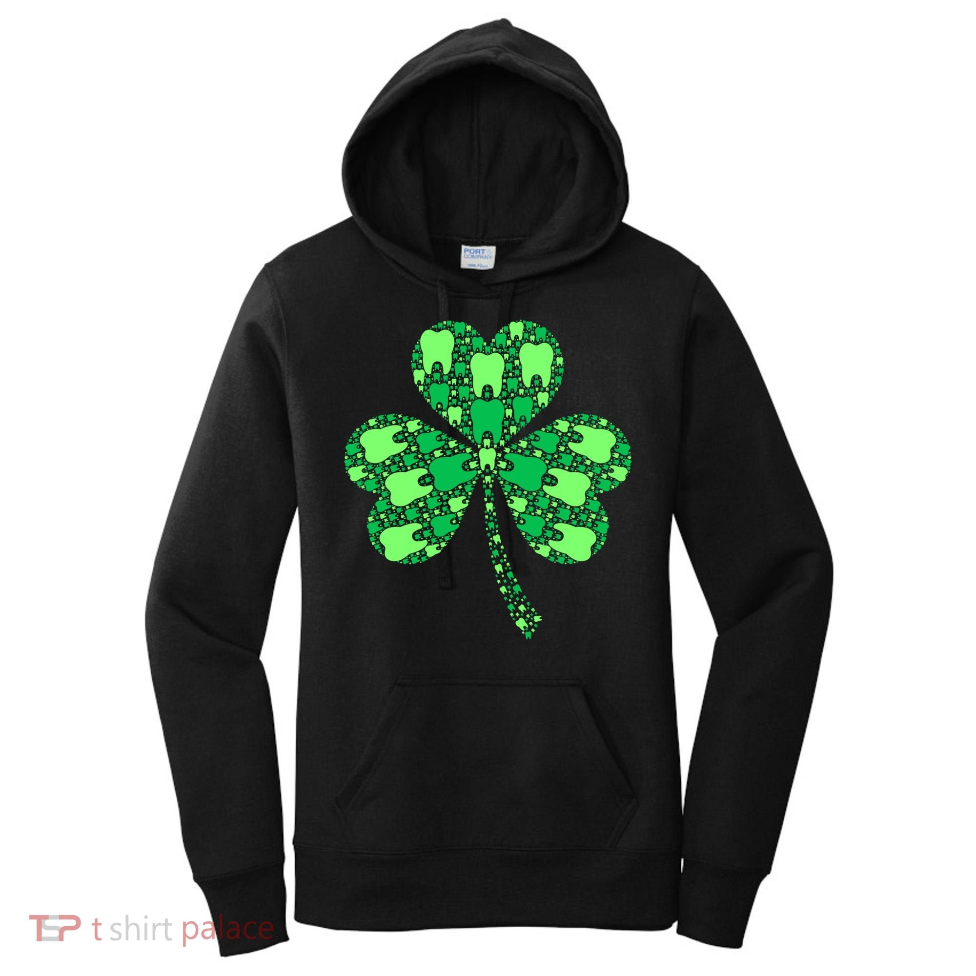 Green Shamrock Irish Dentist Tooth St Patrick's Day Dental Gift Women's Hoodie