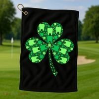 Green Shamrock Irish Dentist Tooth St Patrick's Day Dental Gift Golf Towel thumb 1
