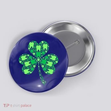 Green Shamrock Irish Dentist Tooth St Patrick's Day Dental Gift Button