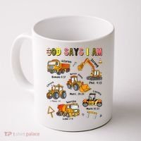 God Says I Am Construction Bible Verse Truck Coffee Mug thumb 0