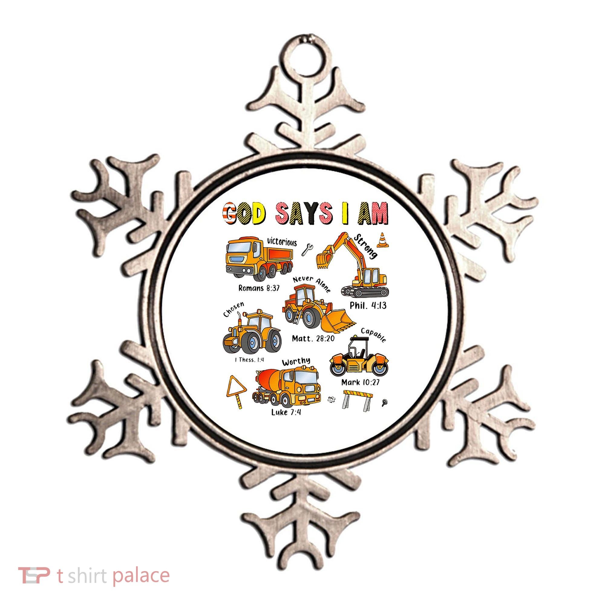 God Says I Am Construction Bible Verse Truck Ornament