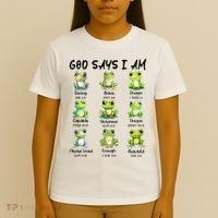 God Says I Am Christian Frog Love Funny Religious Jesus T-Shirt thumb 4