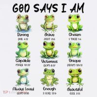 God Says I Am Christian Frog Love Funny Religious Jesus T-Shirt thumb 7
