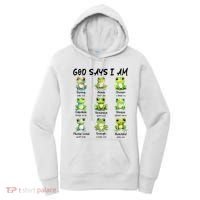 God Says I Am Christian Frog Love Funny Religious Jesus Women's Hoodie thumb 0