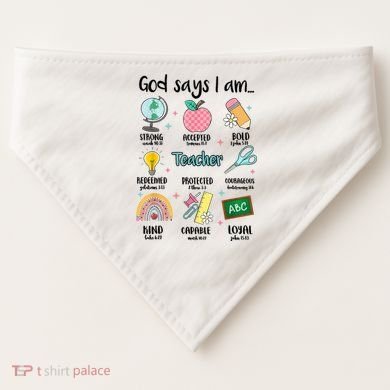 God Says I Am Teacher Life USA-Made Doggie Bandana