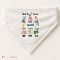 God Says I Am Teacher Life USA-Made Doggie Bandana thumb 0