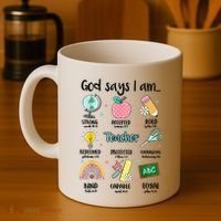 God Says I Am Teacher Life Coffee Mug thumb 4