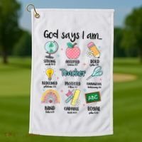 God Says I Am Teacher Life Golf Towel thumb 1
