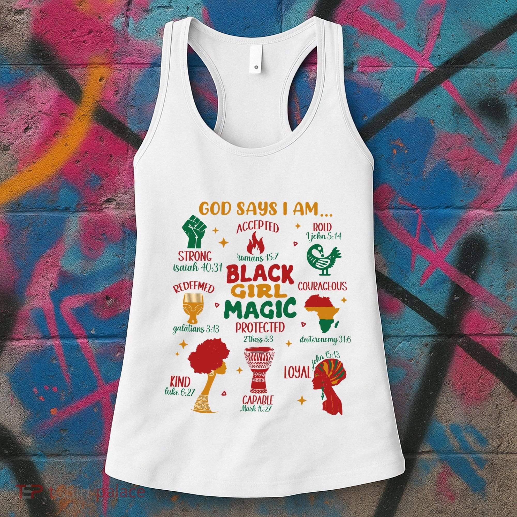 God Says I Am Black Christian Woman Women's Tank Top
