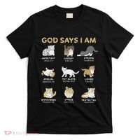 God Says I Am Cat Cute Cats Lover Bible Verse Christian T-Shirt thumb 0