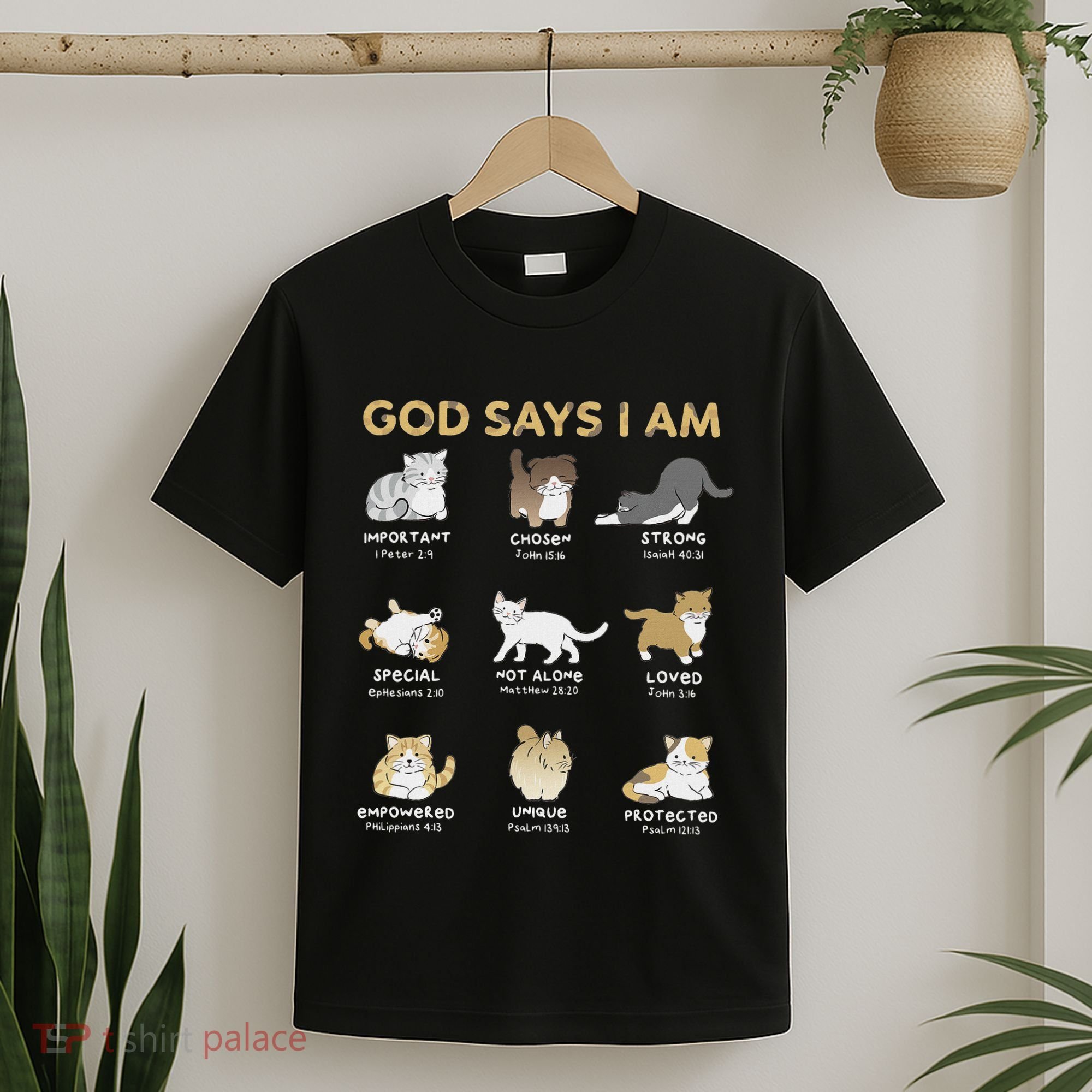 God Says I Am Cat Cute Cats Lover Bible Verse Christian T-Shirt