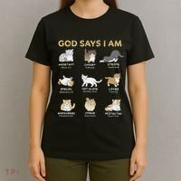 God Says I Am Cat Cute Cats Lover Bible Verse Christian T-Shirt thumb 4