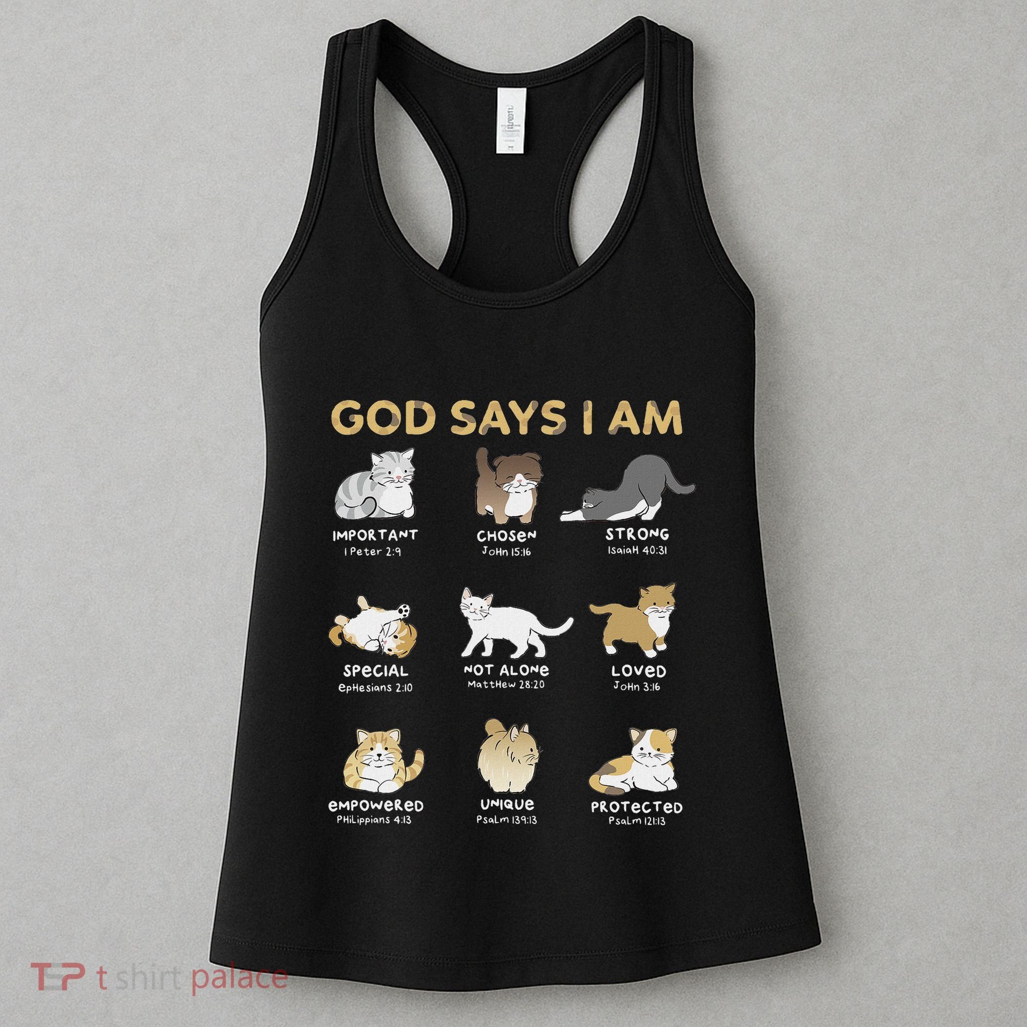 God Says I Am Cat Cute Cats Lover Bible Verse Christian Women's Tank Top