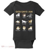 God Says I Am Cat Cute Cats Lover Bible Verse Christian Baby Bodysuit thumb 0