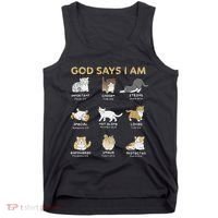 God Says I Am Cat Cute Cats Lover Bible Verse Christian Tank Top thumb 0