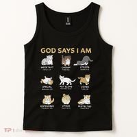 God Says I Am Cat Cute Cats Lover Bible Verse Christian Tank Top thumb 2