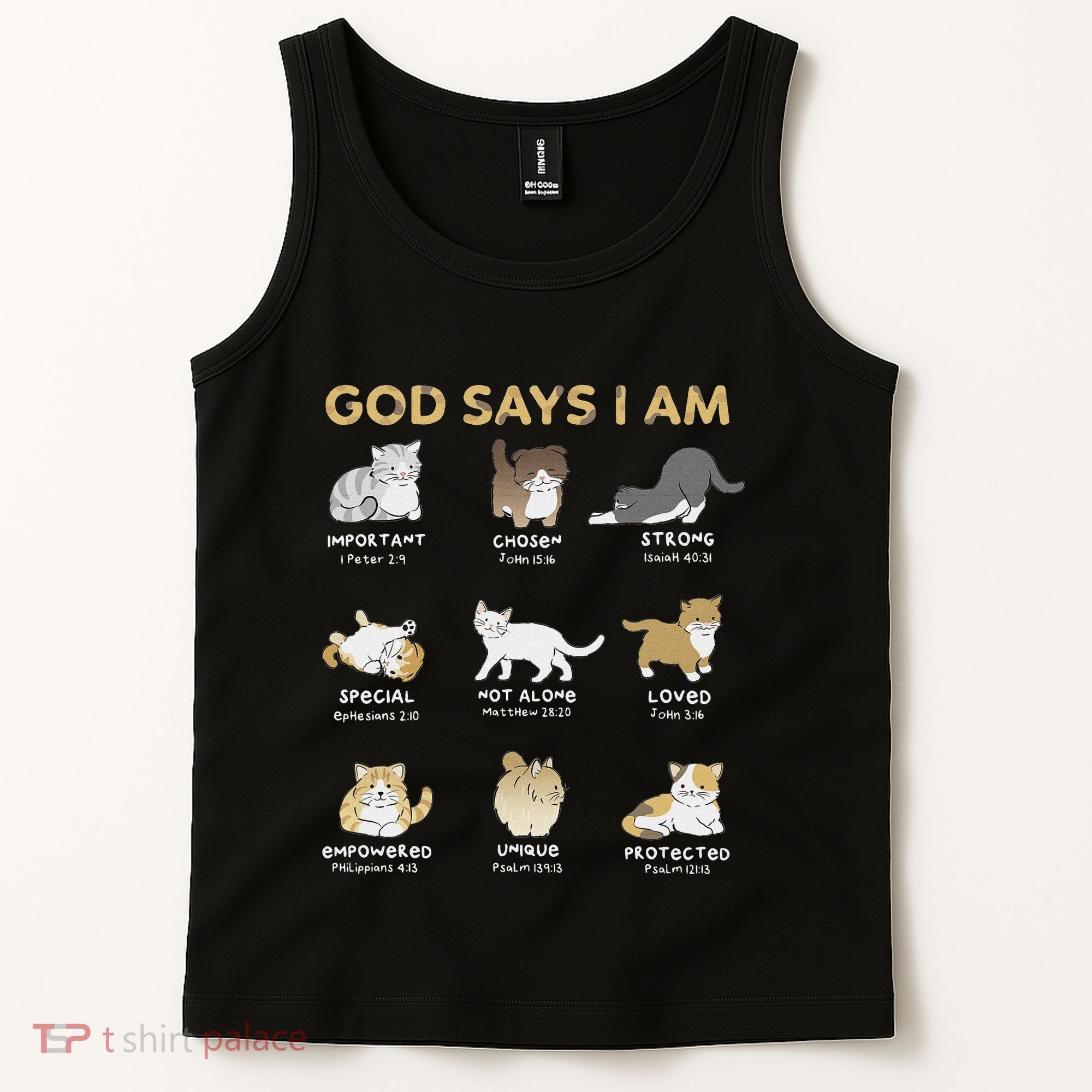 God Says I Am Cat Cute Cats Lover Bible Verse Christian Tank Top
