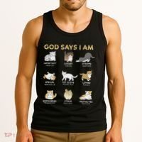 God Says I Am Cat Cute Cats Lover Bible Verse Christian Tank Top thumb 3
