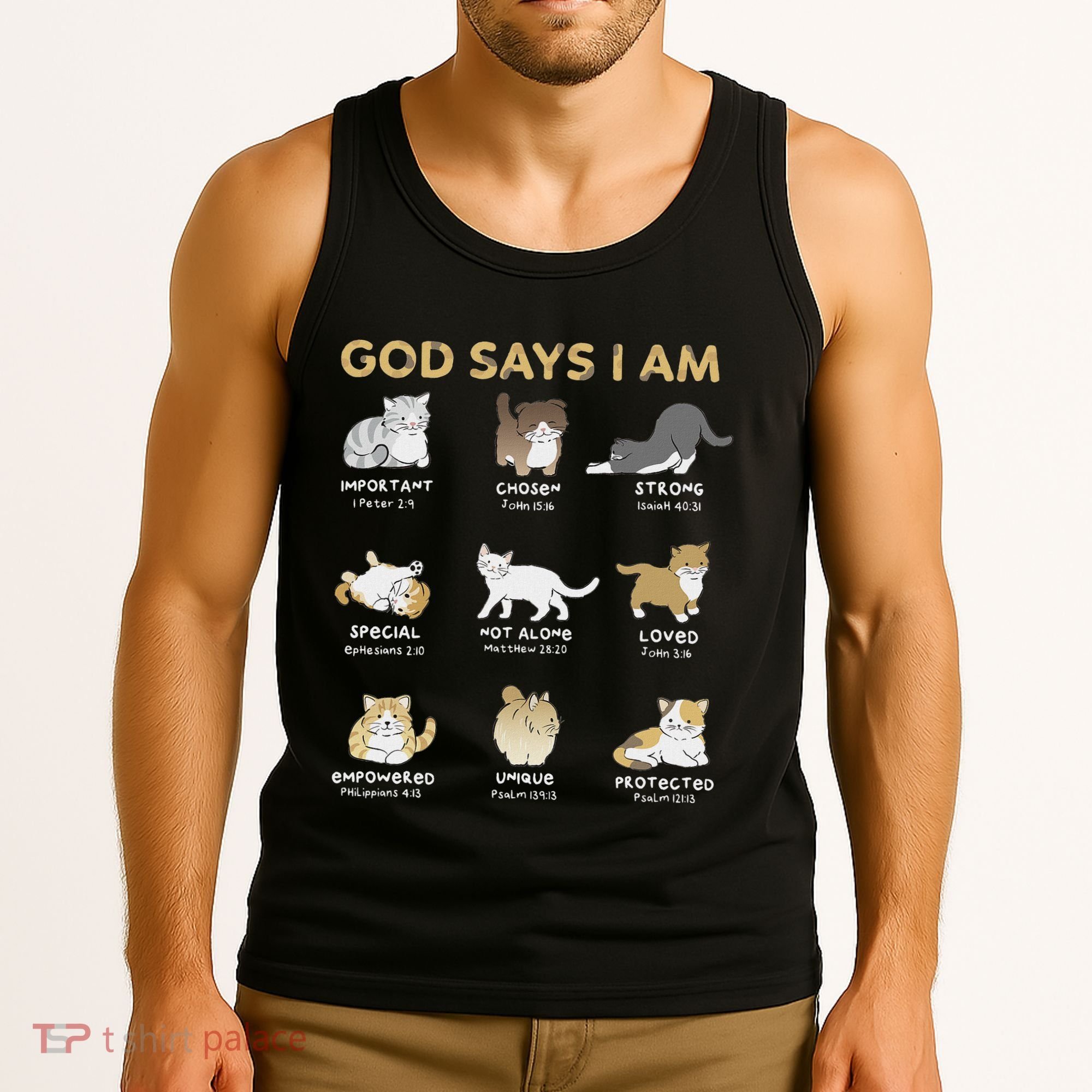 God Says I Am Cat Cute Cats Lover Bible Verse Christian Tank Top