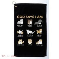 God Says I Am Cat Cute Cats Lover Bible Verse Christian Golf Towel thumb 0