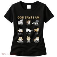 God Says I Am Cat Cute Cats Lover Bible Verse Christian Women's T-Shirt thumb 0