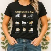 God Says I Am Cat Cute Cats Lover Bible Verse Christian Women's T-Shirt thumb 2