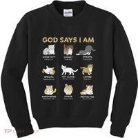 God Says I Am Cat Cute Cats Lover Bible Verse Christian Kids Sweatshirt thumb 0