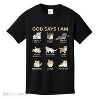 God Says I Am Cat Cute Cats Lover Bible Verse Christian Kids T-Shirt thumb 0