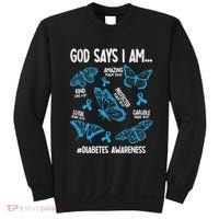 God Says I Am Diabetes Awareness Butterfly Christian Sweatshirt thumb 0