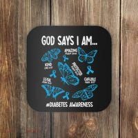 God Says I Am Diabetes Awareness Butterfly Christian Coaster thumb 0