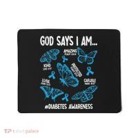 God Says I Am Diabetes Awareness Butterfly Christian Mousepad thumb 0