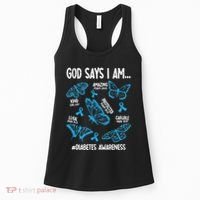 God Says I Am Diabetes Awareness Butterfly Christian Women's Tank Top thumb 0