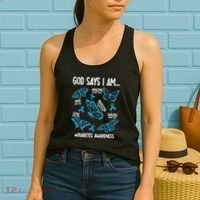 God Says I Am Diabetes Awareness Butterfly Christian Women's Tank Top thumb 2